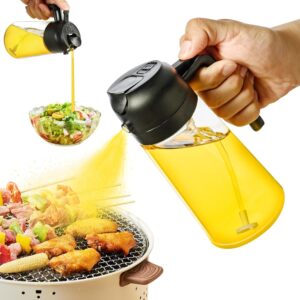 2-in-1 Oil Sprayer and Dispenser Bottle for Kitchen – Glass Bottle with Premium Nozzle (Multicolour)